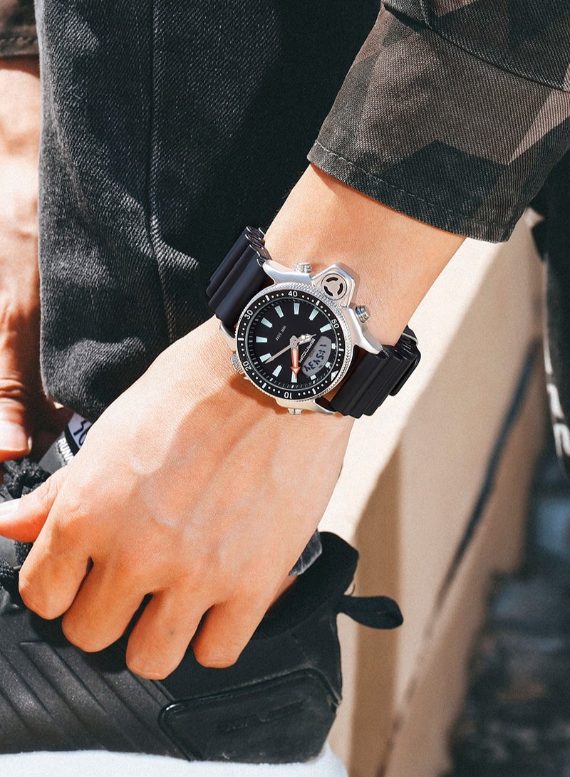 ساندا SANDA موضة الرياضة الرجال LED الساعات الرقمية العرض المزدوج الكوارتز ساعة اليد في الهواء الطلق مقاوم للماء ساعات المعصم العسكرية رجالي على مدار الساعة - Image 2