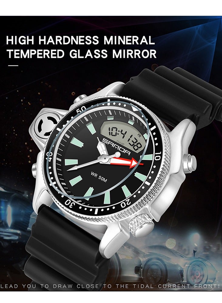 ساندا SANDA موضة الرياضة الرجال LED الساعات الرقمية العرض المزدوج الكوارتز ساعة اليد في الهواء الطلق مقاوم للماء ساعات المعصم العسكرية رجالي على مدار الساعة - Image 4