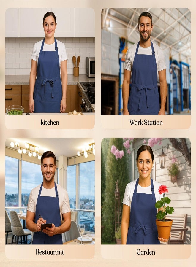 CRASOME مريلة مطبخ من CRASOME | مريلة طبخ للجنسين مزودة بجيبين وأحزمة قابلة للتعديل | مريلة للطهاة، الفنادق، المقاهي، المطاعم، البستنة، ورش العمل (عبوة زرقاء من 3 قطع) - Image 5