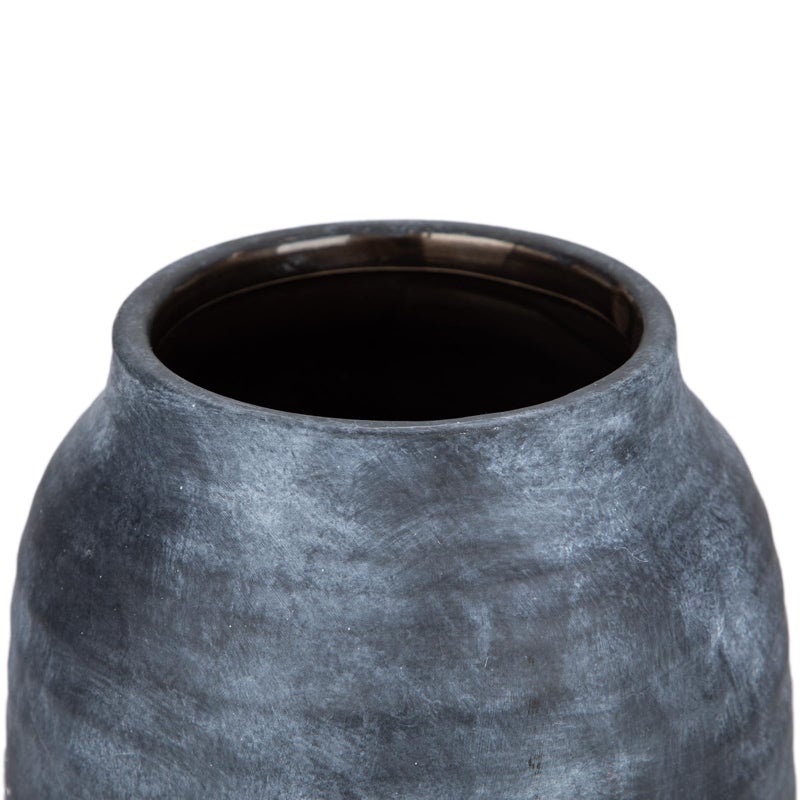 Briful 7in Rustic Shabby Blue Ceramic Vase  Vintage Farmhouse Flowers Vase  Whitewashed Terra Cotta Large Vase  Antique Pottery Pampas Vase for Home Living Room Kitchen Mantel Table Shelf Decorations - Image 3