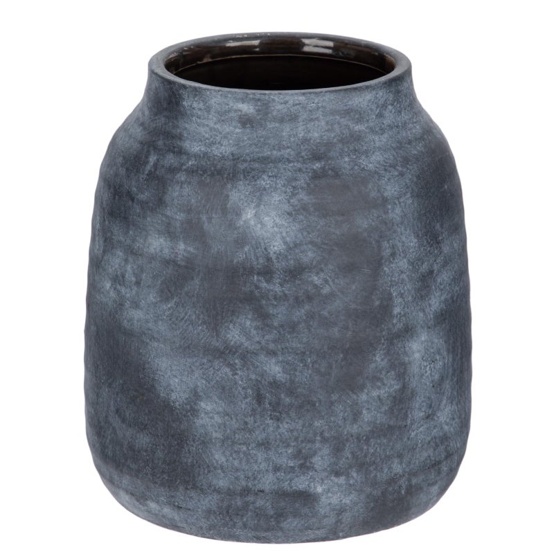 Briful 7in Rustic Shabby Blue Ceramic Vase  Vintage Farmhouse Flowers Vase  Whitewashed Terra Cotta Large Vase  Antique Pottery Pampas Vase for Home Living Room Kitchen Mantel Table Shelf Decorations - Image 1