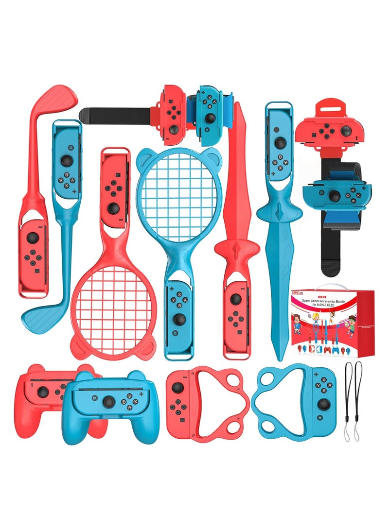 جوسيردا® مجموعة ملحقات ألعاب Goserda® الرياضية 14 في 1 لجهاز Switch، مجموعة ملحقات عائلية متوافقة مع ألعاب Switch/Switch OLED الرياضية (لجهاز Switch 1 فقط) - Image 1