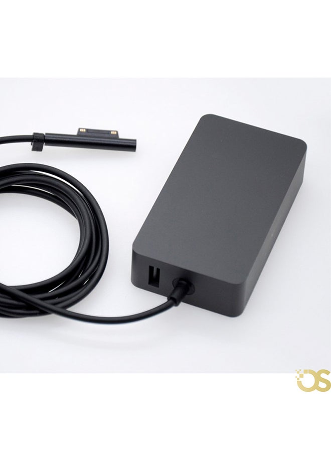 مايكروسوفت Laptop charger compatible with Microsoft with a power of 44 W output 17.05 V / 2.58 A suitable for compatible devices with the same standard specifications, includes the adapter and AC power cable, safe, fast, and stable charging, with a 1-month warranty from OS STORE. BLACK - Image 3