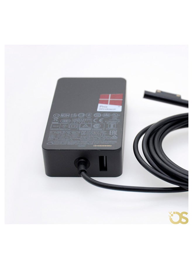 مايكروسوفت Laptop charger compatible with Microsoft with a power of 44 W output 17.05 V / 2.58 A suitable for compatible devices with the same standard specifications, includes the adapter and AC power cable, safe, fast, and stable charging, with a 1-month warranty from OS STORE. BLACK - Image 2