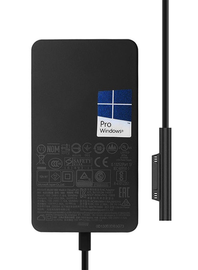 مايكروسوفت Laptop charger compatible with Microsoft with a power of 44 W output 17.05 V / 2.58 A suitable for compatible devices with the same standard specifications, includes the adapter and AC power cable, safe, fast, and stable charging, with a 1-month warranty from OS STORE. BLACK - Image 1