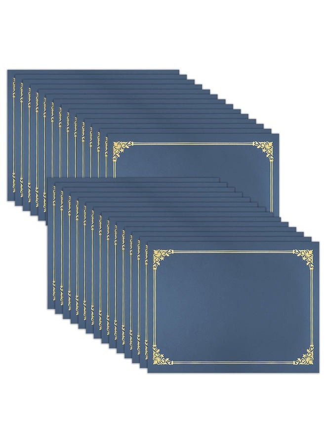SUNEE Certificate Holders(Blue, 30 Packs), Diploma Covers Gold Foil Border, for Letter Size 8.5x11 Certificates, Cardstock, Document Papers - Image 1