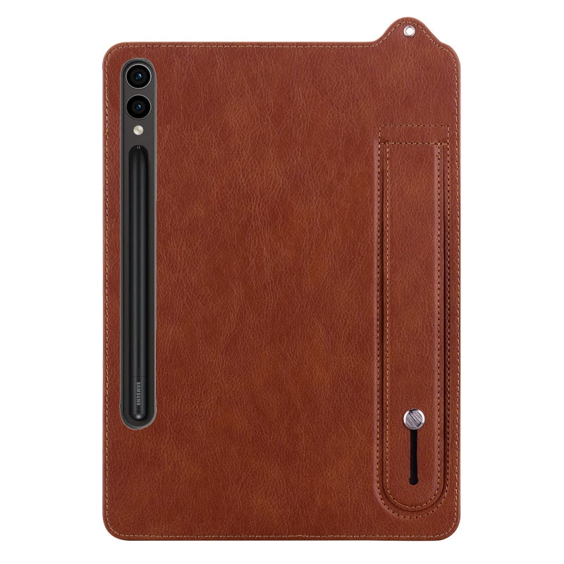 For Samsung Galaxy Tab S10 Ultra/ S11 Ultra Tpu Leather Back Tablet Case With Wristband(Brown) - Image 2