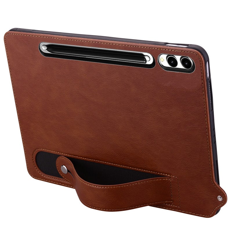 For Samsung Galaxy Tab S10 Ultra/ S11 Ultra Tpu Leather Back Tablet Case With Wristband(Brown) - Image 3