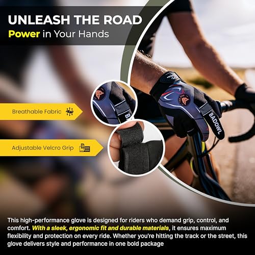 BADOWL Motoflex Bike Riding Gloves for Men and Women – Full Finger Hand Protection, Non-Slip Grip, Breathable Fabric, Suitable for Cycling, Motorbike and Outdoor Sports (Grey, M) - Image 3