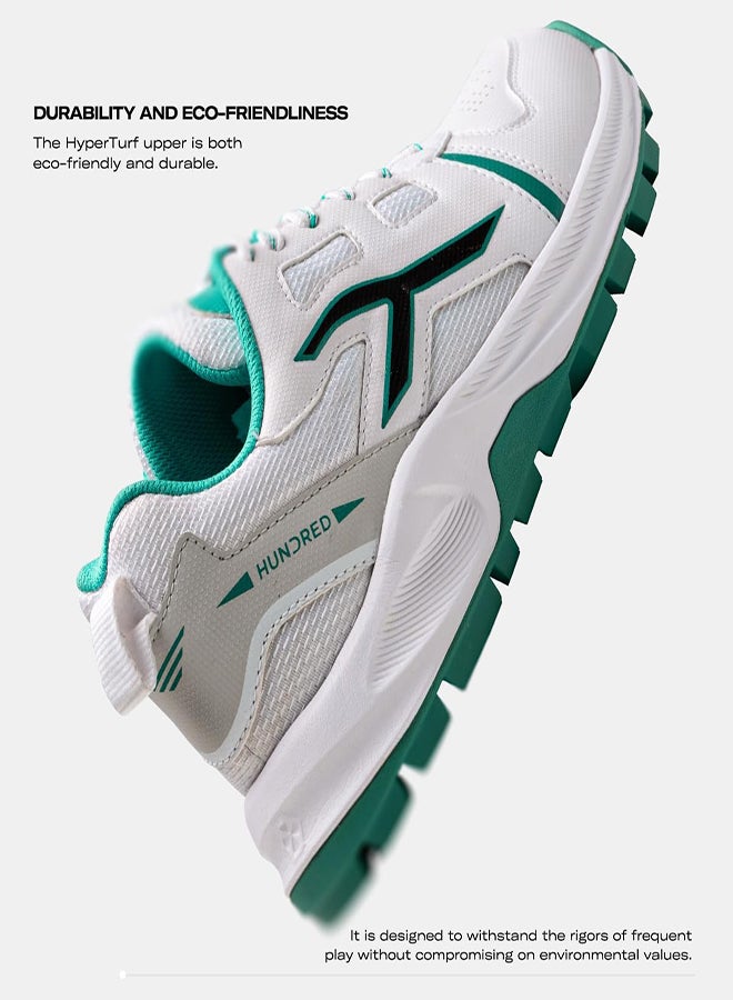 HUNDRED هايبر تيرف - حذاء كريكيت - أبيض/أخضر فاتح (المقاس 8 بريطاني) (Hkfs-4M023-1-8) - Image 3