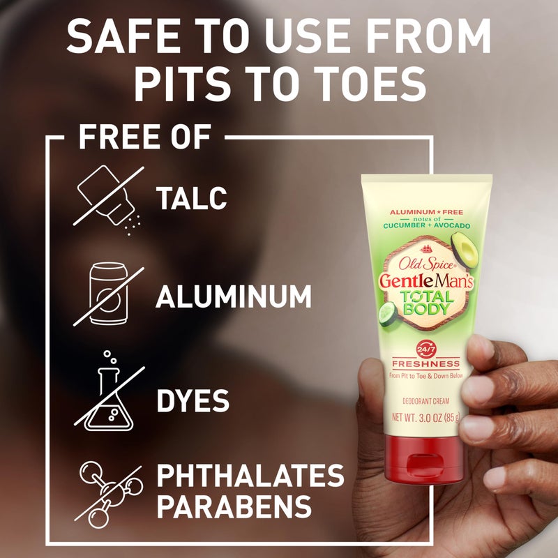 Old Spice Whole Body Deodorant Cream for Men, Aluminum Free, Cucumber + Avocado Scent, 24/7 Odor Protection, 24/7 Lasting Freshness, Dermatologist Tested, Gentle on Skin, Safe to Use All Over, 3.0 oz - Image 4