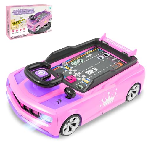 Mytothfy Musical Steering Wheel Racing Car Toy Racing Adventure Car Steering Wheel for Toddler Kids Toddler Simulated Driving Game Cars with Sound and Light Xmas Birthday Gifts for Kids Ages 3 Pink - Image 1
