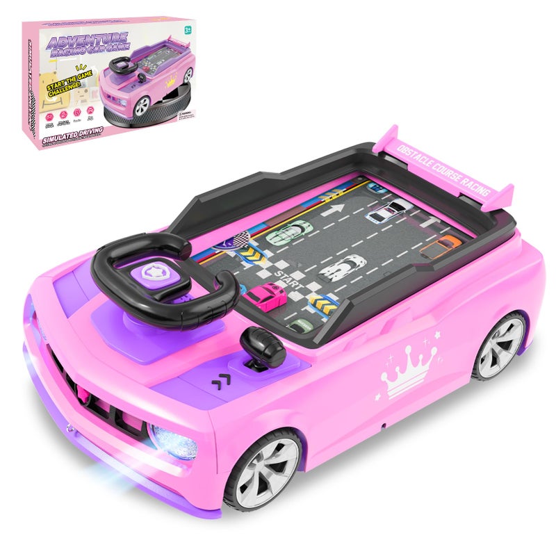 Mytothfy Musical Steering Wheel Racing Car Toy Racing Adventure Car Steering Wheel for Toddler Kids Toddler Simulated Driving Game Cars with Sound and Light Xmas Birthday Gifts for Kids Ages 3 Pink - Image 3