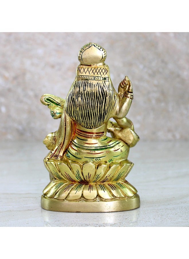 ESPLANADE ESPLANADE Brass Saraswati Maa Murti Idol Statue Sculpture for Home Decor and Temple - Multicolour - 6" Inches  - Image 4