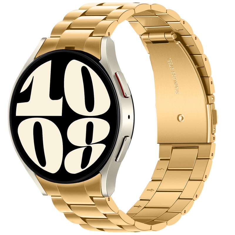 Anlinser No Gap Bands Compatible with Samsung Galaxy Watch 7/6/5/4/FE Band 44mm 40mm/Watch 6 Classic Band 47mm 43mm/Watch 5 Pro 45mm/Watch 4 Classic, 20mm Metal Strap for Women Men, Gold - Image 1