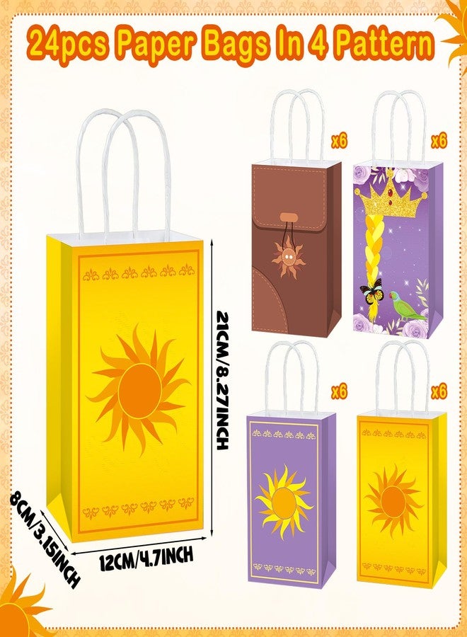 MinFyberd 24Pcs Purple Sun Party Favor Bags Purple Princess Birthday Decorations Princess Paper Gift Bags with Handles Sun Theme Goodie Candy Treat Bag for Boy Girl Birthday Baby Shower Wedding Party Supplies - Image 2