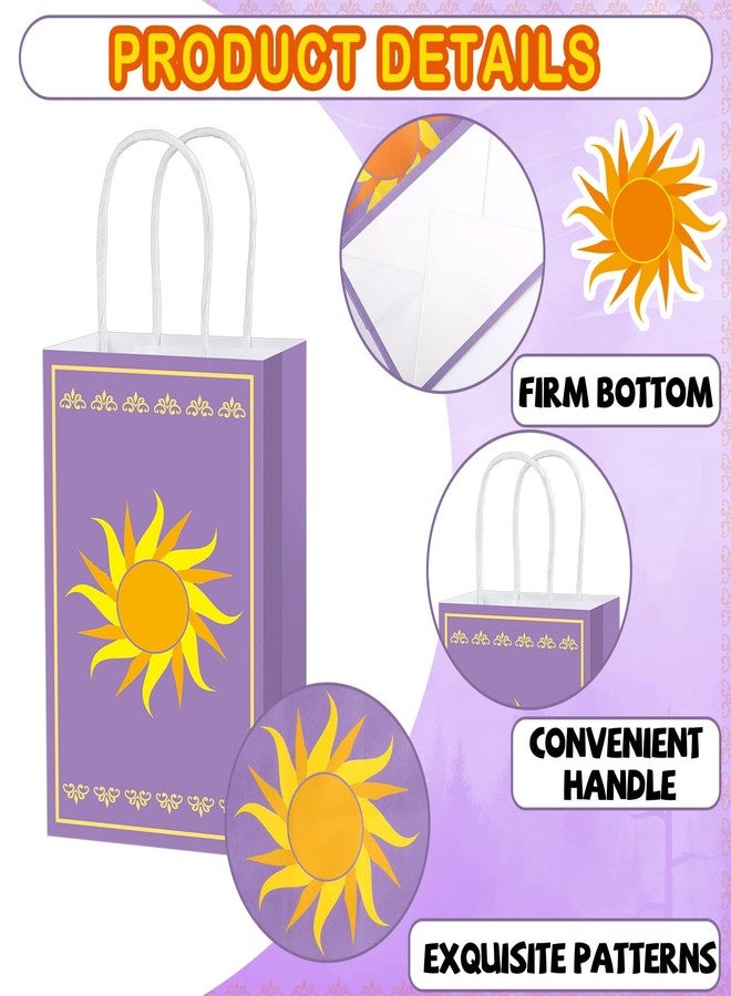 MinFyberd 24Pcs Purple Sun Party Favor Bags Purple Princess Birthday Decorations Princess Paper Gift Bags with Handles Sun Theme Goodie Candy Treat Bag for Boy Girl Birthday Baby Shower Wedding Party Supplies - Image 3