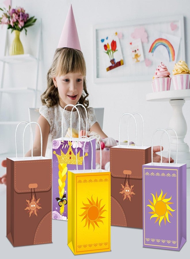 MinFyberd 24Pcs Purple Sun Party Favor Bags Purple Princess Birthday Decorations Princess Paper Gift Bags with Handles Sun Theme Goodie Candy Treat Bag for Boy Girl Birthday Baby Shower Wedding Party Supplies - Image 5