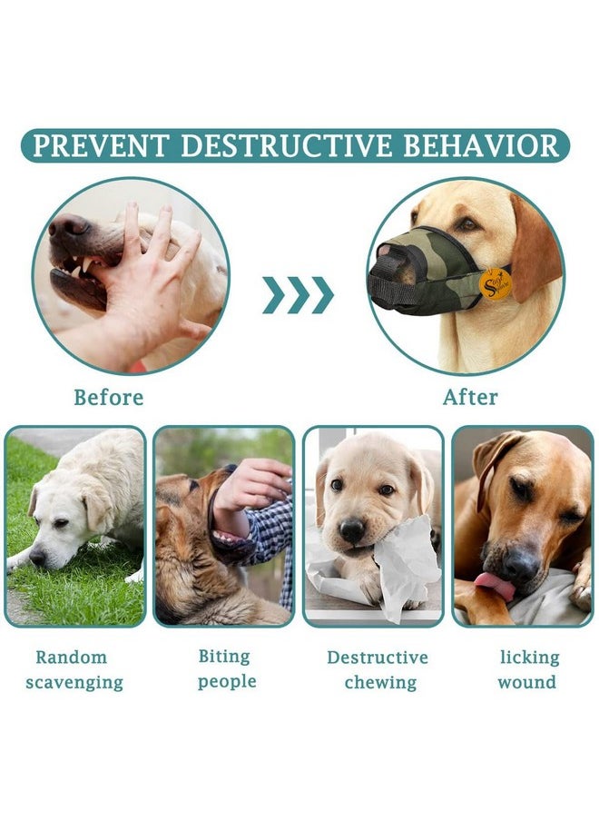 Sage Square Dog Army Muzzle, Soft Mesh Covered, Poisoned Bait Protection With Adjustable Straps, Prevent Biting Chewing & Licking For Small Medium Large Dogs, (Large)  - Image 2