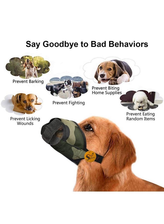 Sage Square Dog Army Muzzle, Soft Mesh Covered, Poisoned Bait Protection With Adjustable Straps, Prevent Biting Chewing & Licking For Small Medium Large Dogs, (Large)  - Image 5