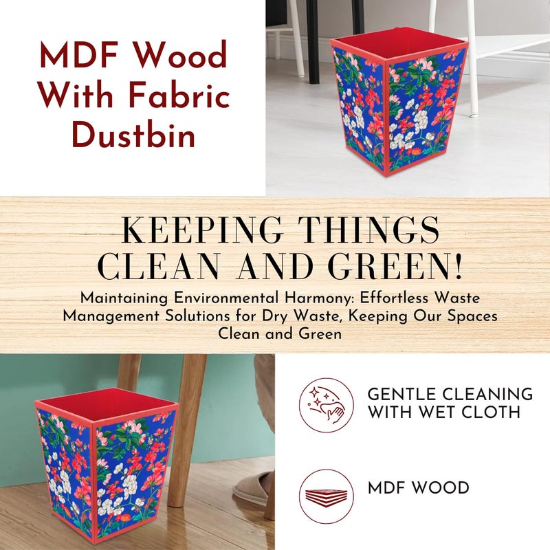 SEJ by Nisha Gupta Dustbin Wooden Dustbin For Bedroom OpenTop Waste Dustbin 115L Open Dry Waste Dustbin For Home Office Garbage Bin Trash Can Wooden Dustbin MDF Wood Fabric Design - Image 4