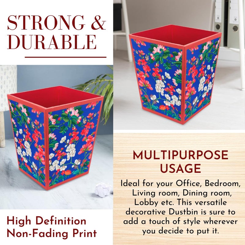 SEJ by Nisha Gupta Dustbin Wooden Dustbin For Bedroom OpenTop Waste Dustbin 115L Open Dry Waste Dustbin For Home Office Garbage Bin Trash Can Wooden Dustbin MDF Wood Fabric Design - Image 5