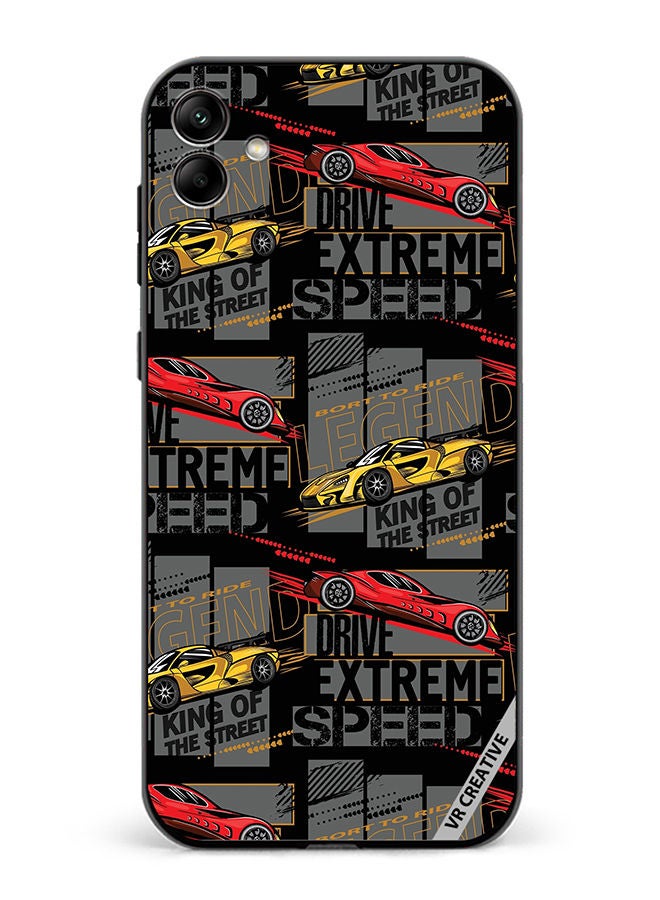 VR CREATIVE Protective Case Cover For Samsung Galaxy A04 Abstract Seamless Pattern With Sport Cars Design Multicolour - Image 1