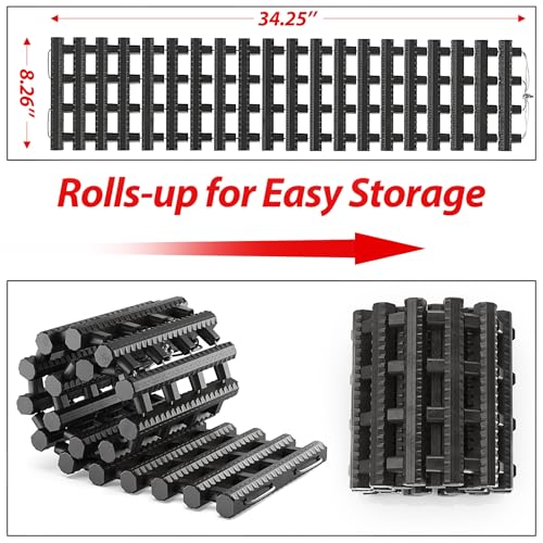 1PZ TMP-G6H 2pc Traction Tracks Mats TPR 31.5" L Tire Recovery Track Pad Roll Car Vehicle Tyre Traction Boards Tire Ladder Track Grabber Auto Emergency Traction Aid for Off-Road Mud Snow Ice Sand - Image 2