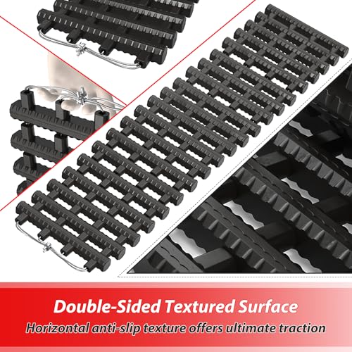 1PZ TMP-G6H 2pc Traction Tracks Mats TPR 31.5" L Tire Recovery Track Pad Roll Car Vehicle Tyre Traction Boards Tire Ladder Track Grabber Auto Emergency Traction Aid for Off-Road Mud Snow Ice Sand - Image 5