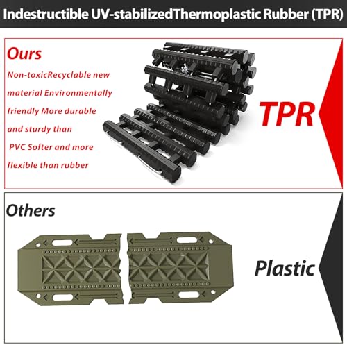 1PZ TMP-G6H 2pc Traction Tracks Mats TPR 31.5" L Tire Recovery Track Pad Roll Car Vehicle Tyre Traction Boards Tire Ladder Track Grabber Auto Emergency Traction Aid for Off-Road Mud Snow Ice Sand - Image 3