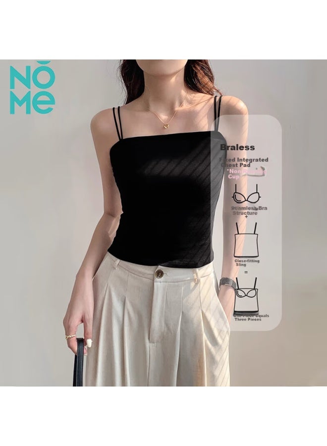 Nome Women's One-shoulder Tank Top With Built-in Bra Pad For Layering Or Wearing Alone Black M - Image 5