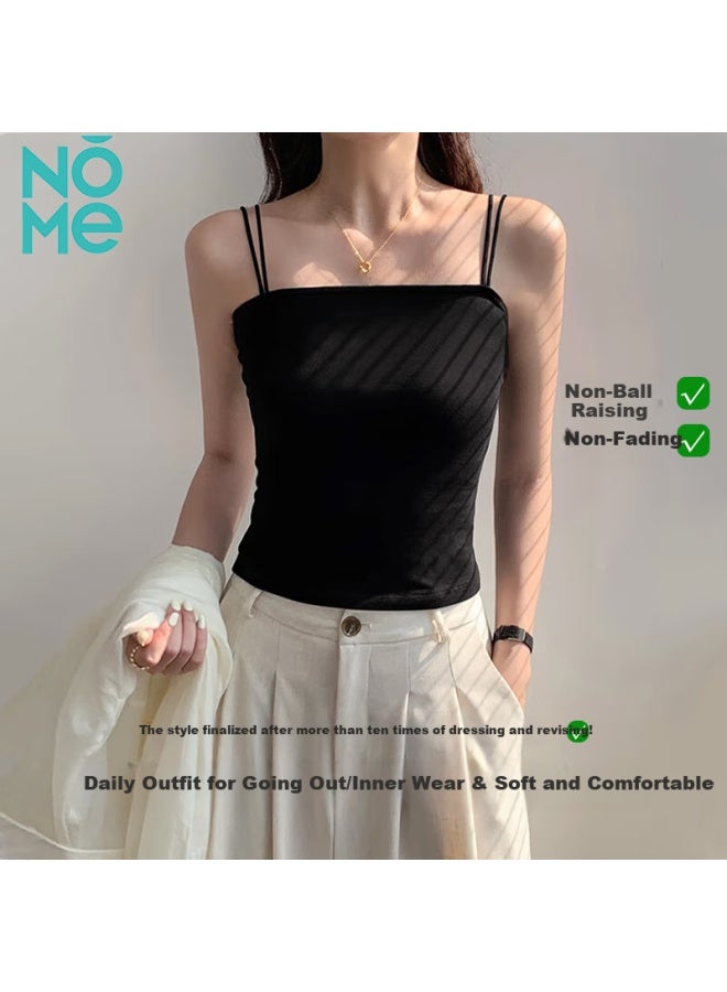 Nome Women's One-shoulder Tank Top With Built-in Bra Pad For Layering Or Wearing Alone Black M - Image 4