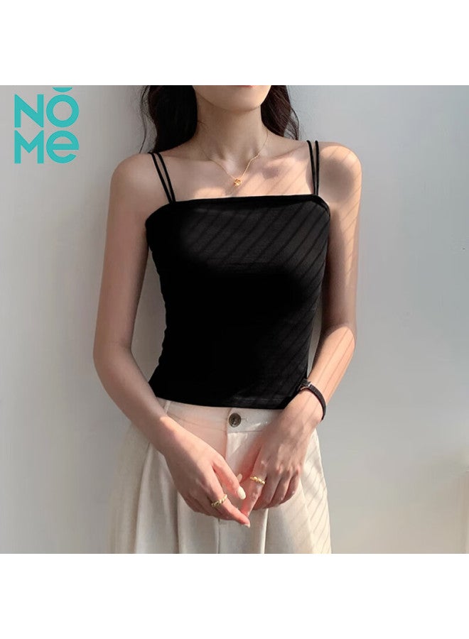 Nome Women's One-shoulder Tank Top With Built-in Bra Pad For Layering Or Wearing Alone Black M - Image 1