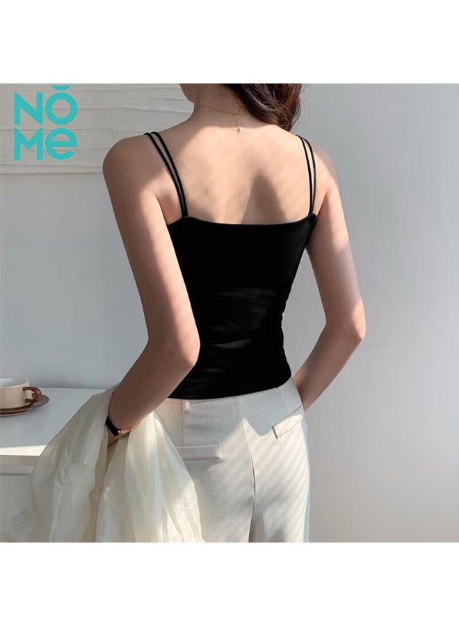 Nome Women's One-shoulder Tank Top With Built-in Bra Pad For Layering Or Wearing Alone Black M - Image 3
