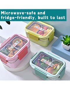 Adando Adando Stainless Steel Lunch Box -1100ml Double Layer Microwave-Safe Bento Containers - 304 Insulated Lunch Box Insulated Leakproof - Cartoon Cute Lunch Box Ideal for Students School Toddler Kids Boys Girls with Stainless Steel Cutlery  - Image 5