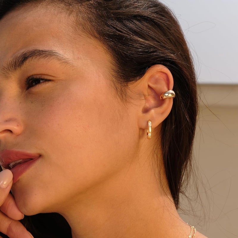 VACRONA Cubic Zirconia Huggie Earrings 14k Gold Plated Tiny Earrings Small Huggie Hoop Earrings Simple Lightweight Hoops Gift for Women - Image 3