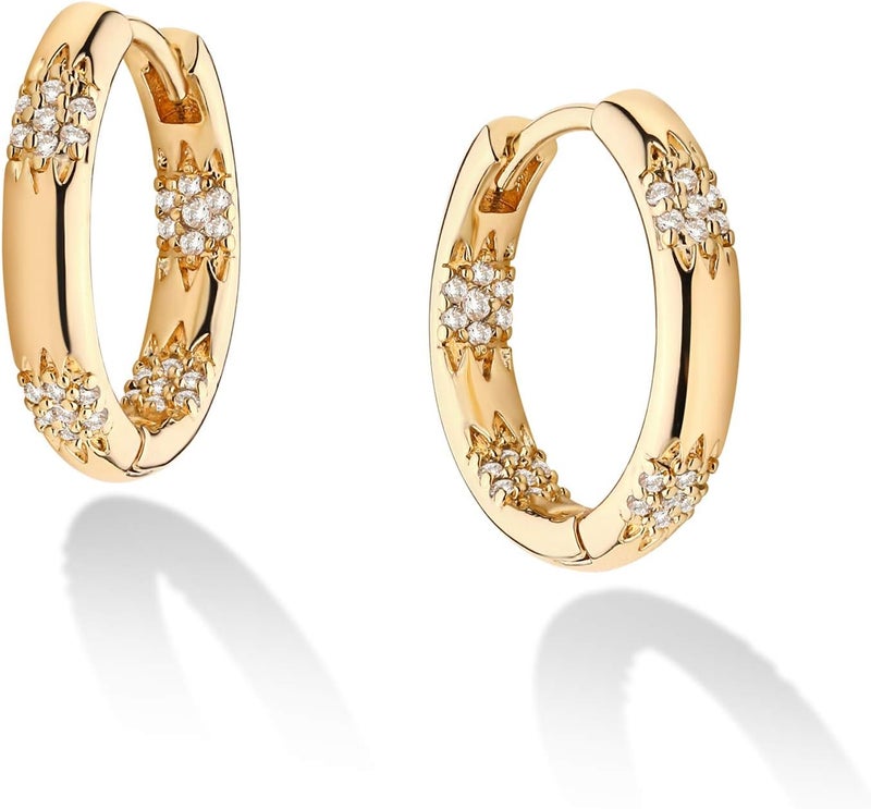 VACRONA Cubic Zirconia Huggie Earrings 14k Gold Plated Tiny Earrings Small Huggie Hoop Earrings Simple Lightweight Hoops Gift for Women - Image 1
