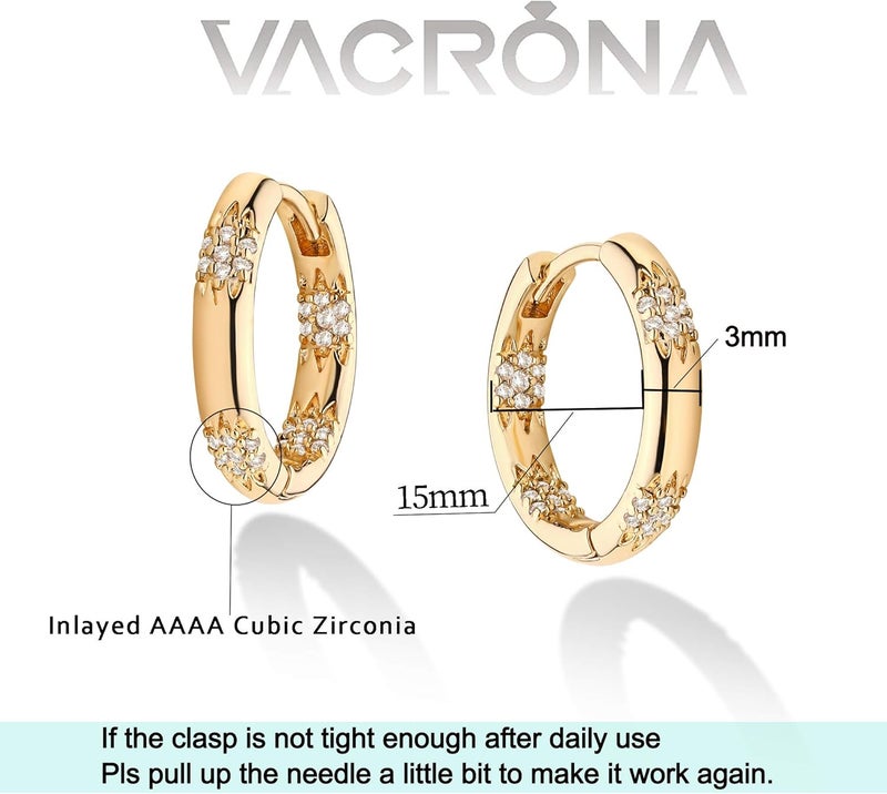 VACRONA Cubic Zirconia Huggie Earrings 14k Gold Plated Tiny Earrings Small Huggie Hoop Earrings Simple Lightweight Hoops Gift for Women - Image 5