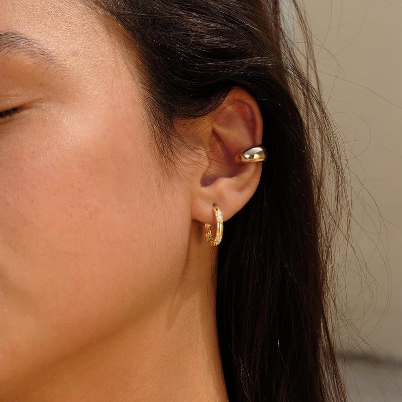 VACRONA Cubic Zirconia Huggie Earrings 14k Gold Plated Tiny Earrings Small Huggie Hoop Earrings Simple Lightweight Hoops Gift for Women - Image 2