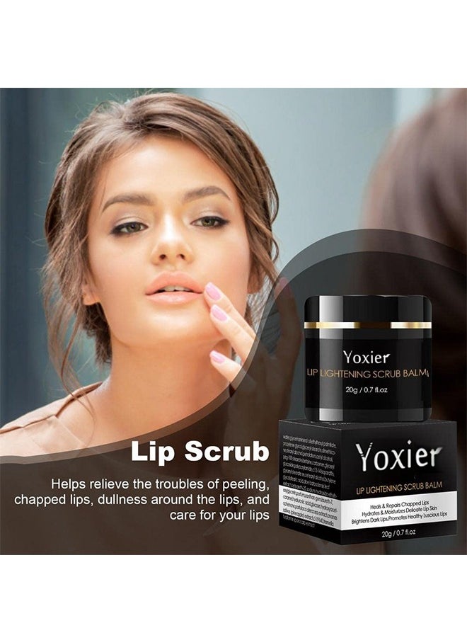 Yoxier - Lip LIghtening Scrub Balm,Lip Scrub For Dry Lips ,Lighten Dark Lips For Men Women Natural Balm Moisturizer Exfoliator Sleeping ，Lip Exfoliator And Moisturizer For Dry Chapped Lips ﻿ 20G - Image 1