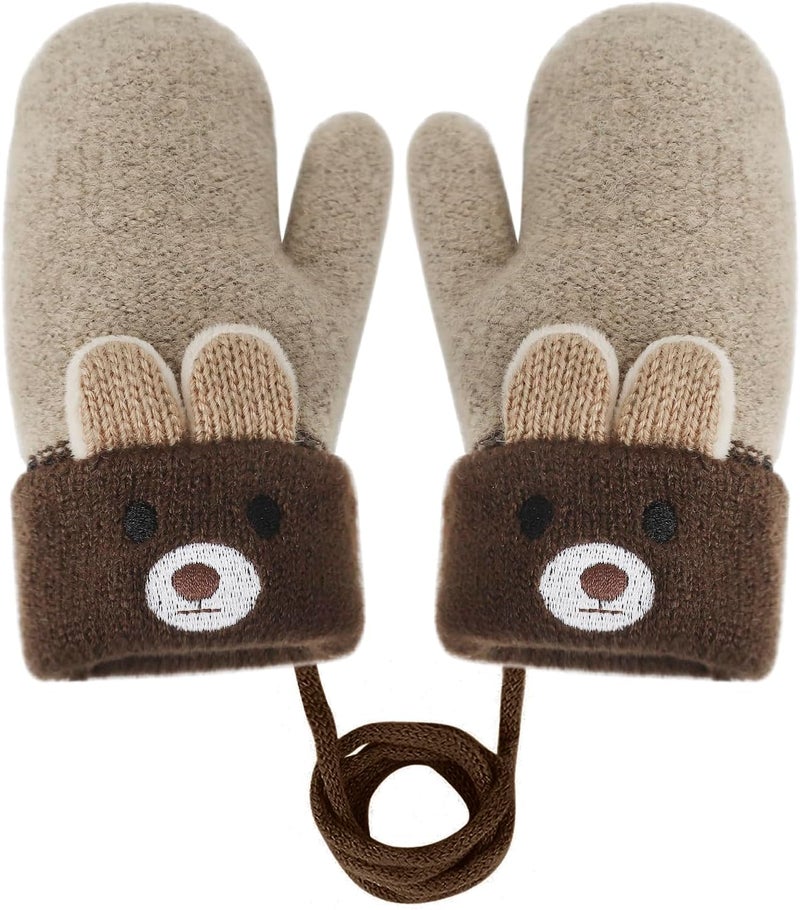 Holiberty Toddler Kids Warm Winter Gloves Cute Infant Baby Boys Girls Thick Fleece Lined Full Finger Ski Snow Gloves Mittens - Image 1