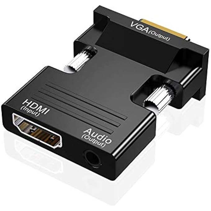 rayihni HDMI TO VGA ADAPTER, AUDIO OUTPUT CABLE COMPUTER SET-TOP BOX CONVERTER CONNECTOR ADAPTER FOR LAPTOP PC MONITOR PROJECTOR HDTV (3.5MM STEREO INCLUDED) - Image 1