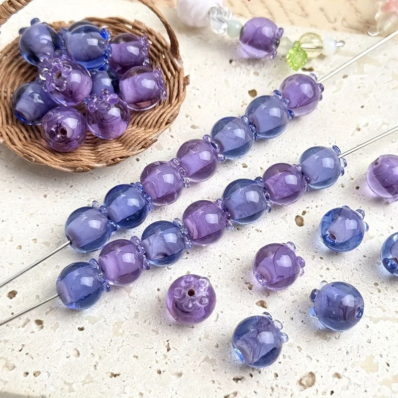 خرز زجاجي يدوي من الليلك 14 ملم لصنع المجوهرات DIY - عقود وأساور - Image 3