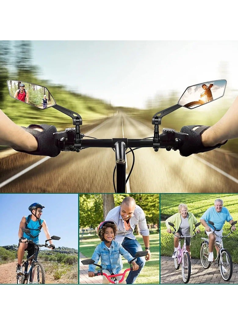 2 Pieces Bike Rear View Mirror Reflector Adjustable Rotatable Handlebar Mirror Clear Rearview Electric Scooter Cycling Bicycle Accessories for Mountain Road Bike - Image 1