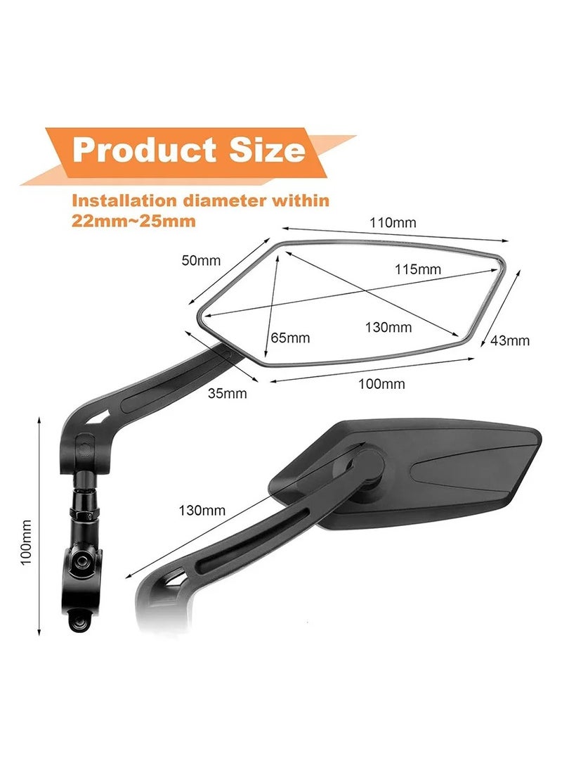 2 Pieces Bike Rear View Mirror Reflector Adjustable Rotatable Handlebar Mirror Clear Rearview Electric Scooter Cycling Bicycle Accessories for Mountain Road Bike - Image 4