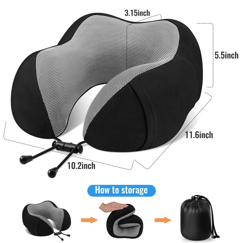 CloudBliss Travel Pillow Premium Memory Foam, Comfortable & Supportive Neck Pillow, Sleeping Neck Pillows for Travel, Airplane Pillow for Sleeping Airplane, Car, Office and Homeï¼ˆBlackï¼‰ - Image 3