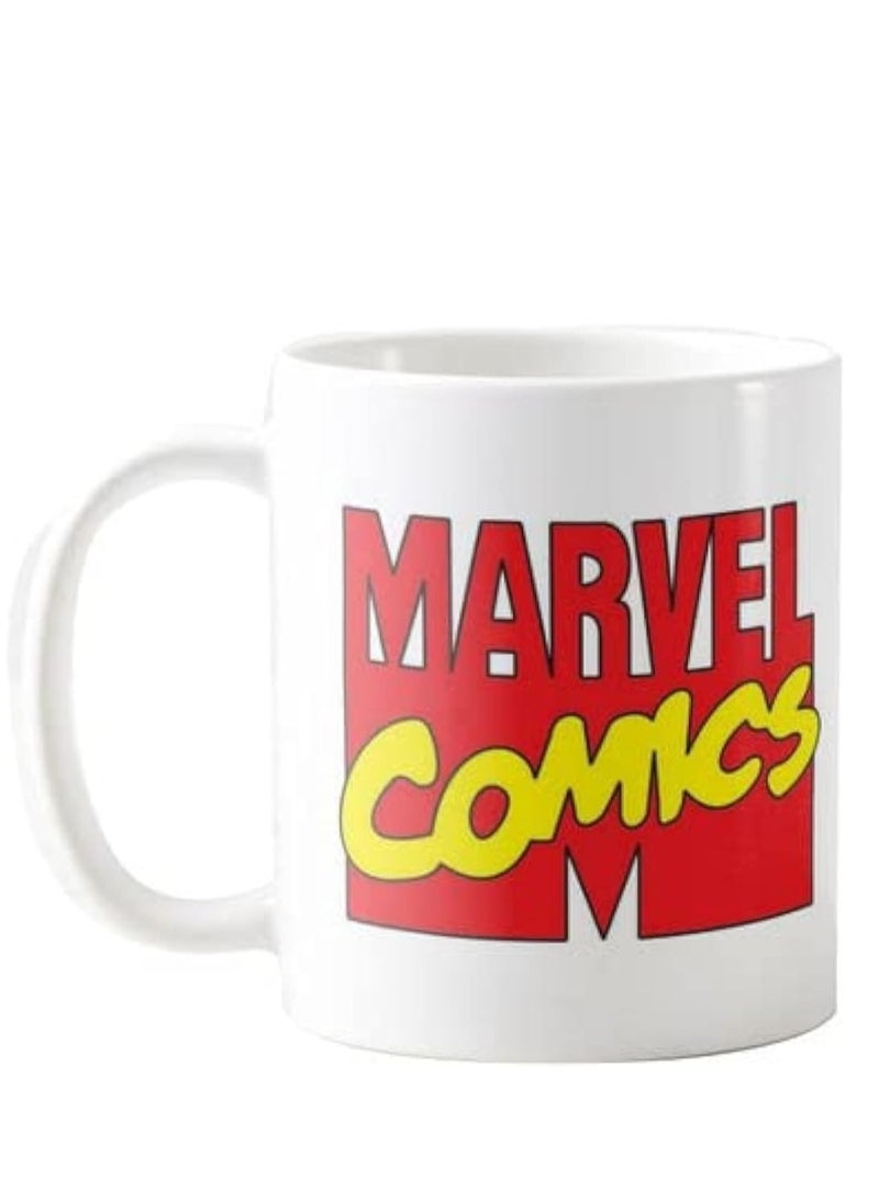 كوب مطبوع عليه شعار Marvel باللونين الأبيض والأحمر، سعة 11 أونصة