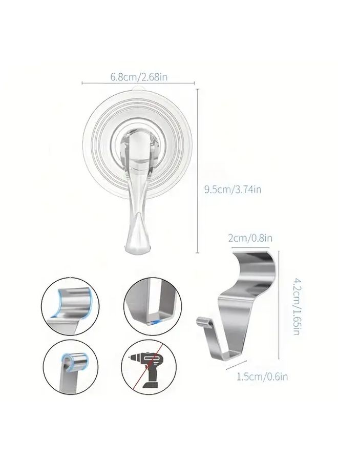 Heavy Duty Suction Hooks And No Hole Siding Clips Kit 2PCS 5PCS Removable Wall Mounts - Image 3