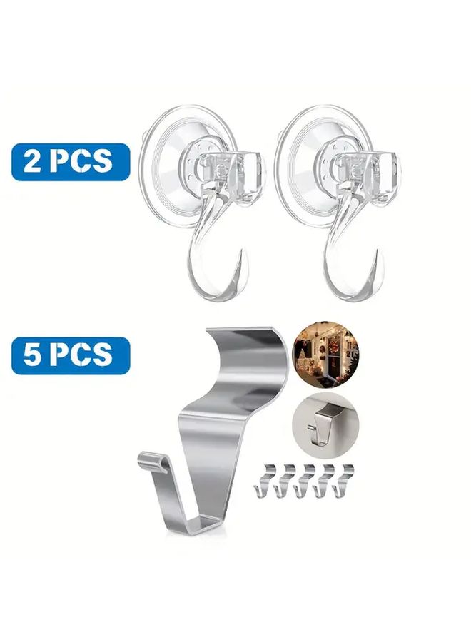 Heavy Duty Suction Hooks And No Hole Siding Clips Kit 2PCS 5PCS Removable Wall Mounts - Image 1