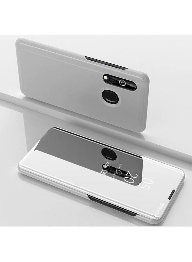 زبون جراب لهاتف Galaxy A10s، جراب جلدي أفقي قابل للطي مع حامل، مرآة مطلية - Image 2